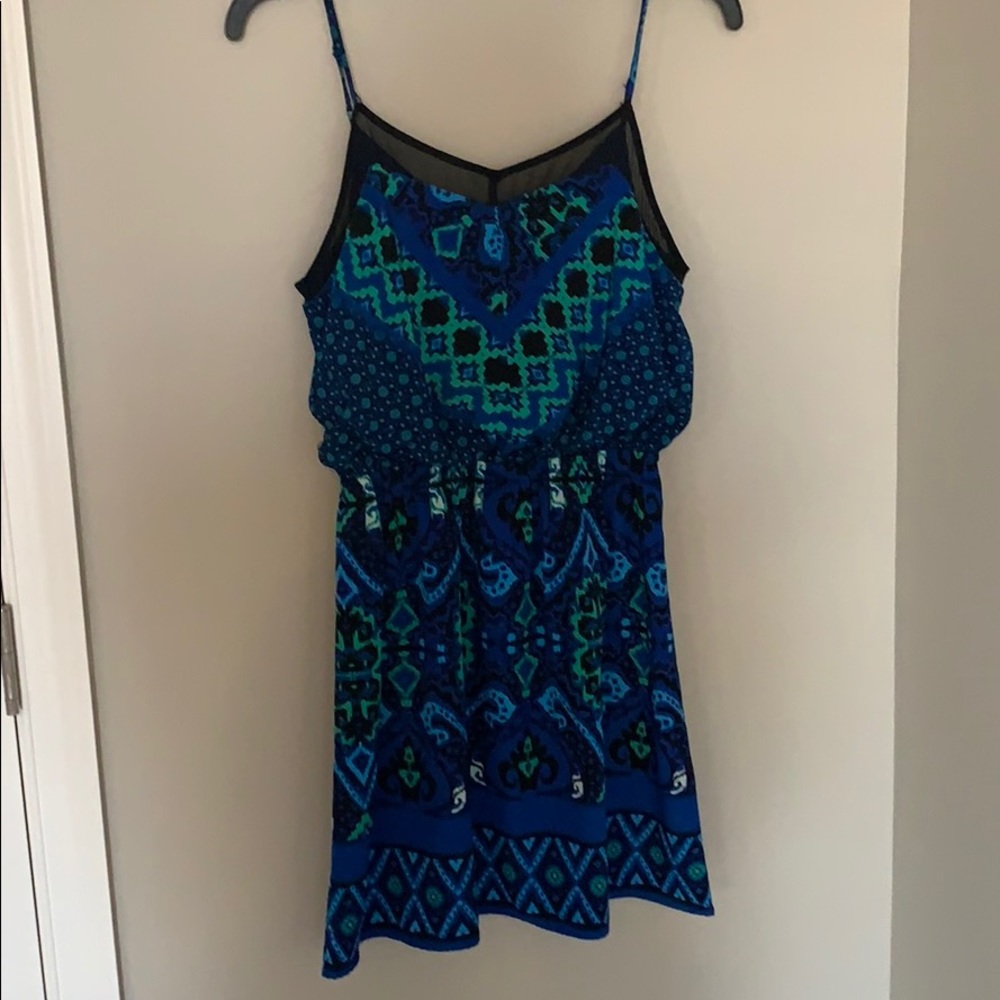 Blue and Green Patterned Dress